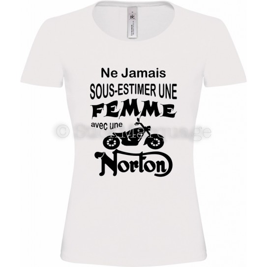 Tee Shirt Moto Norton Blanc Femme Impression Francaise Et Fait Main