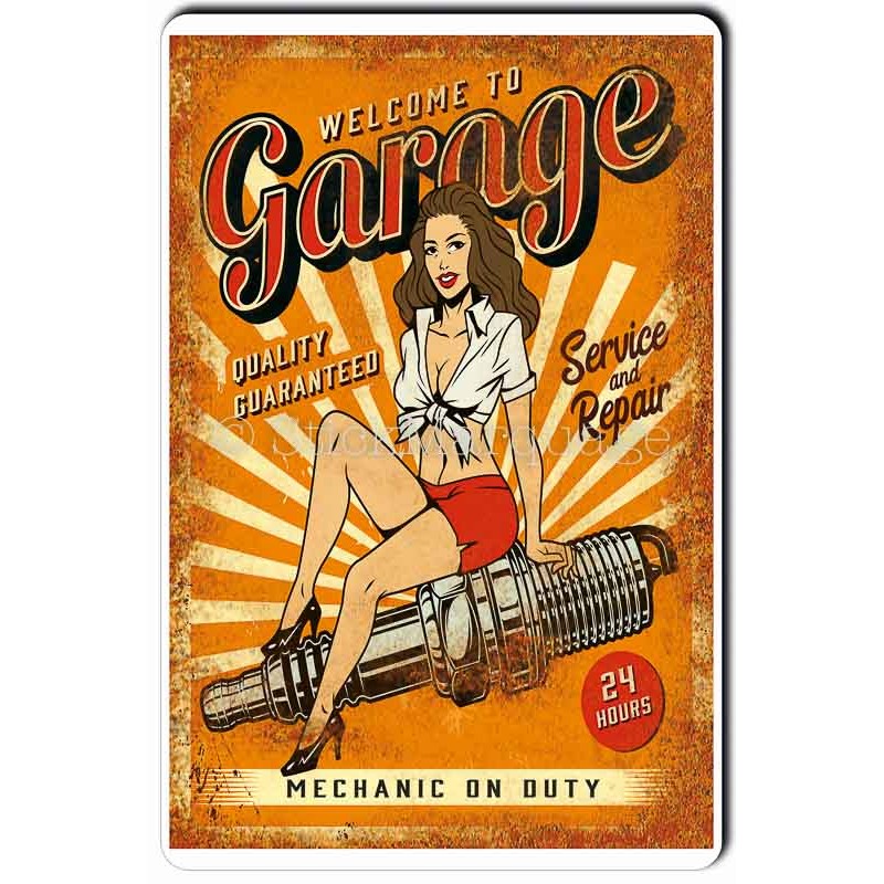 Plaque en Métal Vintage Garage Tattoo