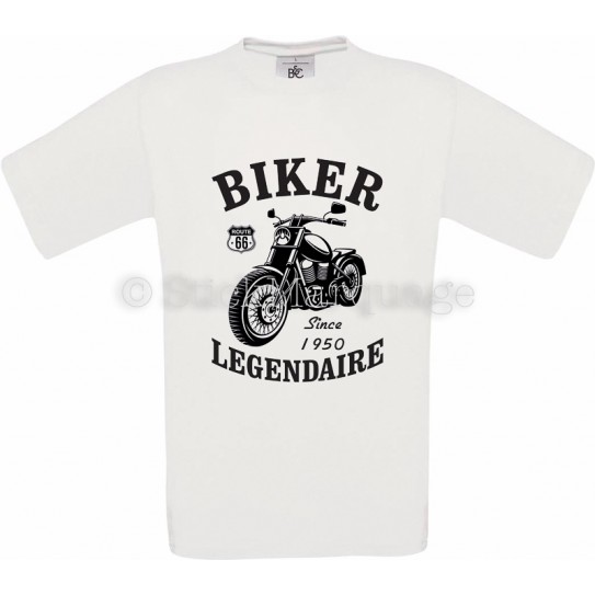 T-shirt anniversaire vintage Biker Moto Légendaire blanc homme